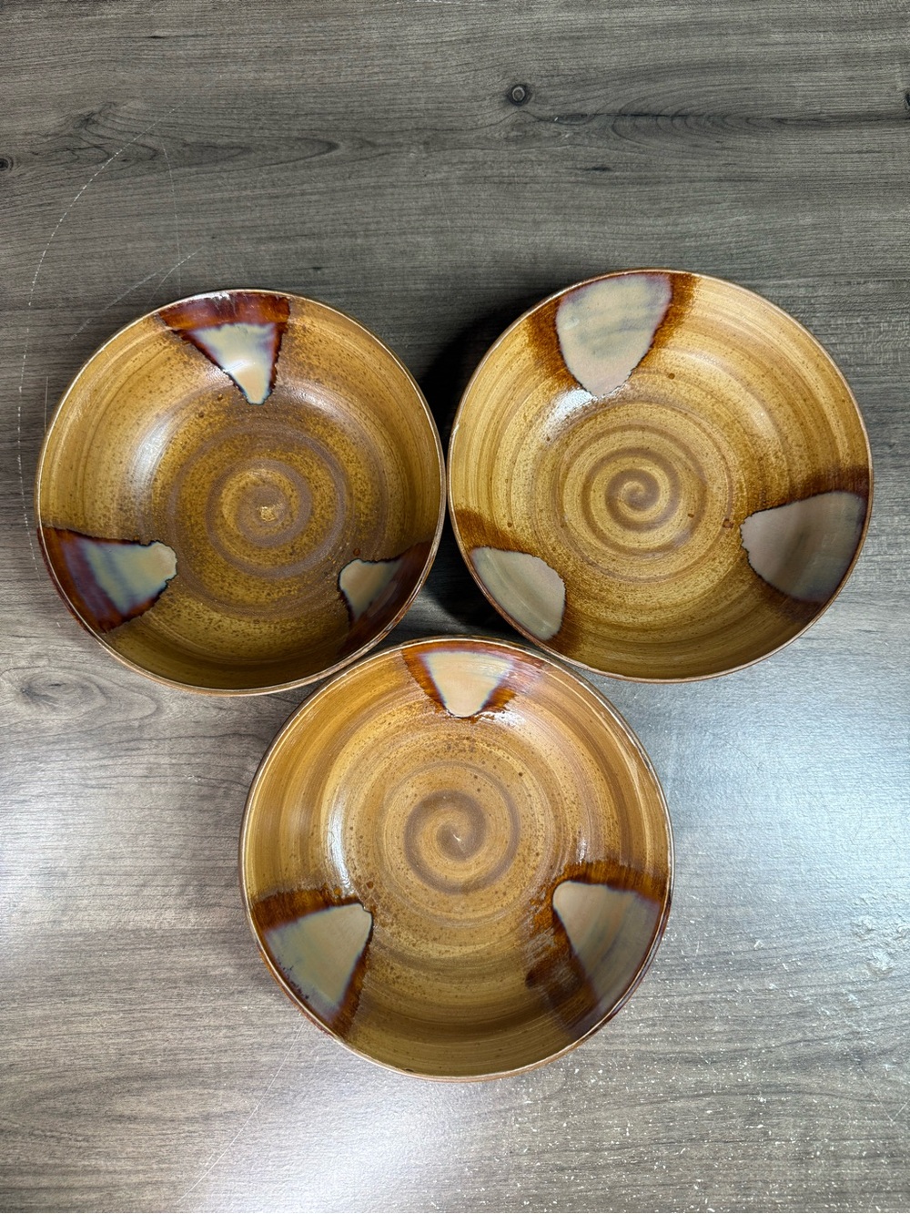 (3) Sango SPLASH Brown Drip Glaze Rustic Cereal Soup Bowl #4951 Stoneware 7.75”